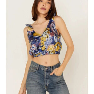 NWOT!! FREE PEOPLE - WEEKEND IN MONTAUK FLORAL PRINT CROPPED TANK TOP - Small